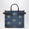 Valentino Garavani Antibes small embroidered denim shopping bag in blue