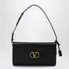 Valentino Garavani Devain VLogo leather clutch shoulder bag in black