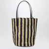 Valentino Garavani Striped shoulder bag in raffia and leather
