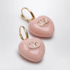 Valentino Garavani Heart logo lever-back earrings in enamel, gold/pink
