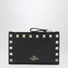 Valentino Garavani Black Leather Rockstud Zip Card Holder