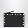 Valentino Garavani Black Leather Rockstud Zip Card Holder