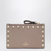 Valentino Garavani Powder Pink Leather Rockstud Zip Card Holder