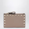 Valentino Garavani Powder Pink Leather Rockstud Zip Card Holder