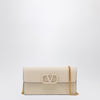 Valentino Garavani Vlogo light ivory leather chain wallet