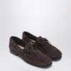 Valentino Garavani Brown suede lace-up loafers