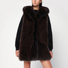 Sword 6644 Brown faux fur gilet with hood