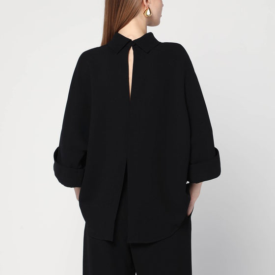 MKDT Studio Black Bailee blouse in crêpe georgette