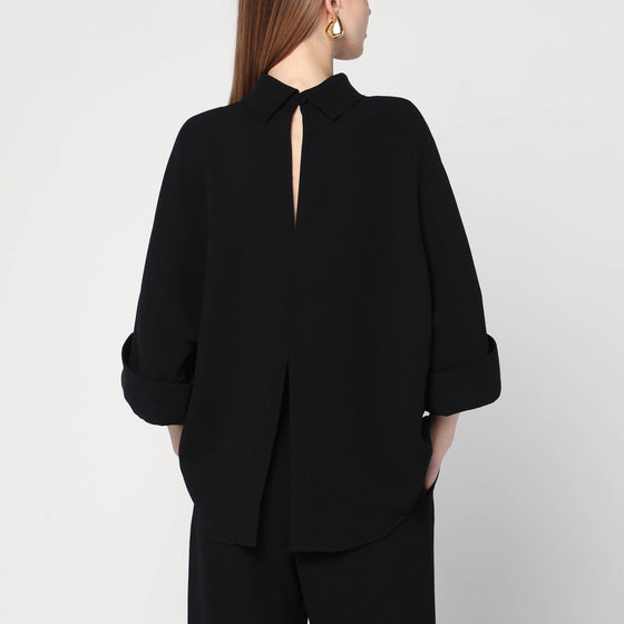 MKDT Studio Black Bailee blouse in crêpe georgette
