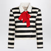Valentino Vanilla/black striped jacket with maxi bow