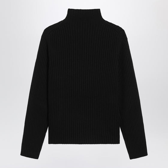 Moncler Black wool and cashmere turtleneck sweater
