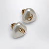 Valentino Garavani VLogo Signature Earrings in Pearl and Gold/Cream Metal