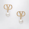 Valentino Garavani VLogo pearl drop earrings in gold-tone brass