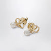 Valentino Garavani VLogo pearl drop earrings in gold-tone brass
