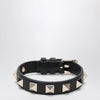 Valentino Garavani Black leather Rockstud bracelet with gold-tone studs