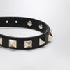 Valentino Garavani Black leather Rockstud bracelet with gold-tone studs