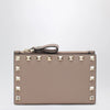 Valentino Powder Pink Leather Rockstud Zip Card Holder