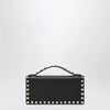 Valentino Garavani Black Rockstud Leather Wallet with Chain