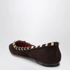 Valentino Garavani Brown Suede Rockstud Ballet Flats