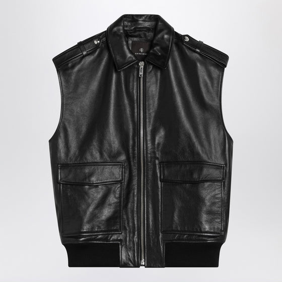 ANINE BING Sonnie black leather gilet