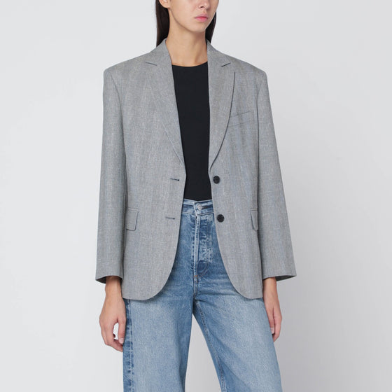 ANINE BING Blazer Quinn in ivory/black herringbone