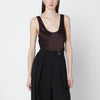 ANINE BING Brown Lea silk top