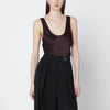 ANINE BING Brown Lea silk top
