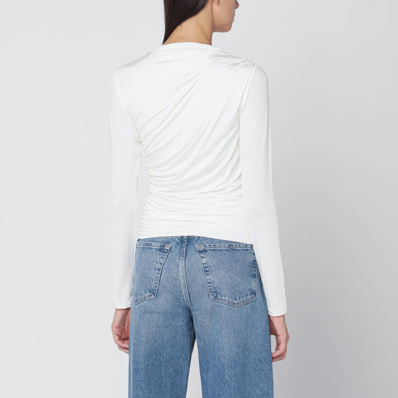 ANINE BING White jersey top with gathers