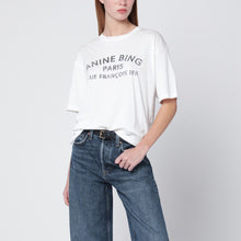  ANINE BING Ivory relaxed T-shirt with logo print