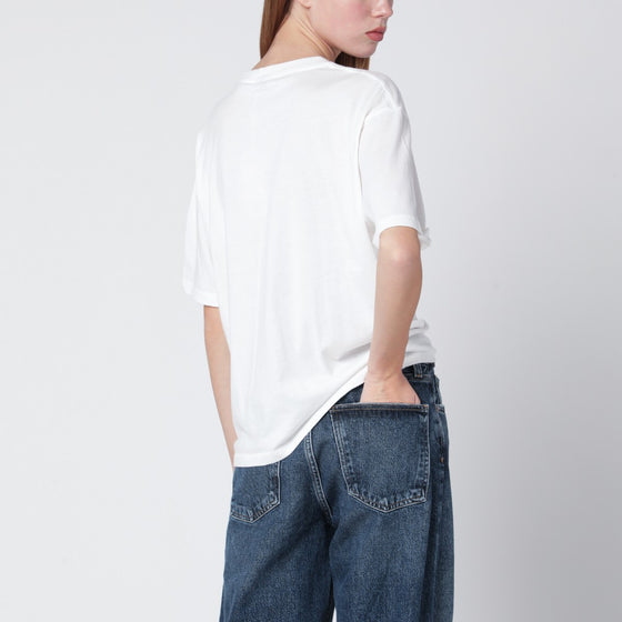 ANINE BING Ivory relaxed T-shirt with logo print