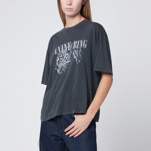  ANINE BING Washed black T-shirt with leopard print