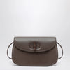 GUCCI Small shoulder bag in dark taupe leather with bamboo closure