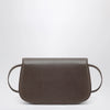 GUCCI Small shoulder bag in dark taupe leather with bamboo closure