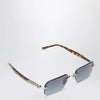GUCCI Silver-tone metal rectangular sunglasses