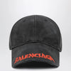 Balenciaga Black cotton drill baseball cap with logo