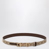 GUCCI Reversible GG fabric and leather belt in sand/brown with Horsebit buckle