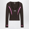 Balenciaga Techwear top in khaki/neon pink technical fabric