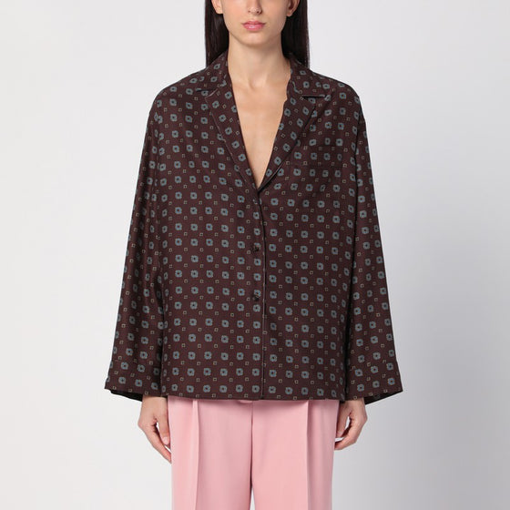 Moschino Brown silk patterned shirt
