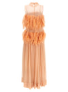 Alberta Ferretti Chiffon And Feather Dress