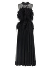 Alberta Ferretti Chiffon And Feather Dress
