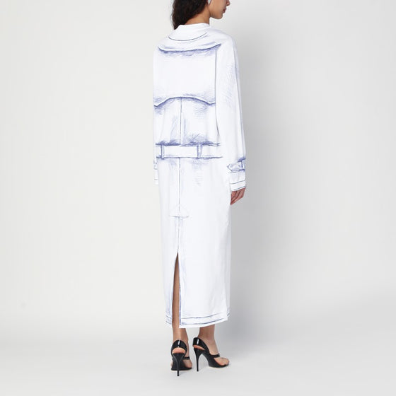 Moschino Trompe L''oeil white dress in cotton