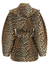 Ganni Leopard Duchesse Nylon Short Trench Coat