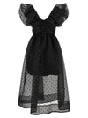 Ganni Black Organza Ruched Dress