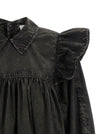 Ganni Black Washed Mini Shirt Dress