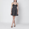 GANNI Black satin mini dress with polka dots