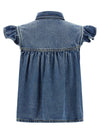 Ganni Denim Ruffle Top