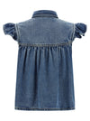 Ganni Denim Ruffle Top