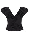 Ganni Black Ruched Top
