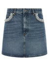 Ganni Denim And Lace Skirt