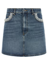 Ganni Denim And Lace Skirt